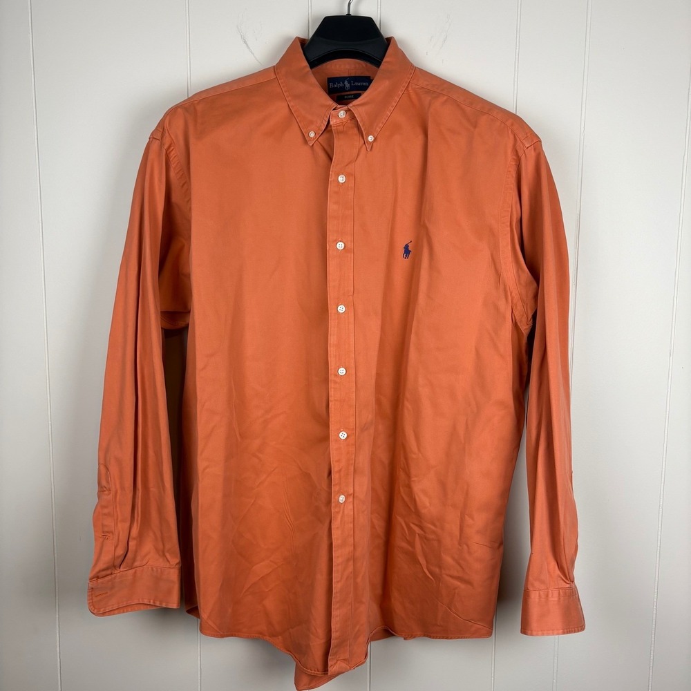 Polo Ralph Lauren Blake Shirt Mens XXL Orange Twill Long Sleeve Button Down Pony